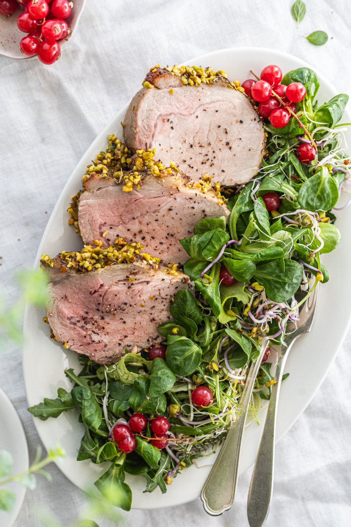 Lonza di maiale in crosta di pistacchi